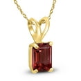 thumbnail image 2 of SZUL Women's 14K Yellow Gold 8x6MM Emerald Shaped Garnet Pendant, 2 of 5