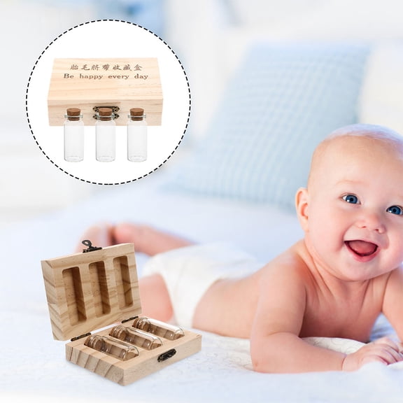 OUNONA Lanugo Umbilical Cord Storage Box Newborn Baby 11.50X8.00X3.30CM Khaki