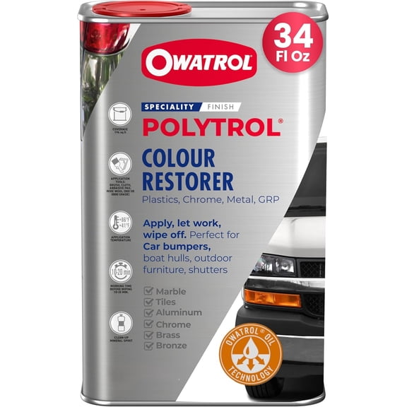 OWATROL Polytrol Plastic Restorer for Cars 34 Oz, Color Restorer, Car Bumpers, Car Trim Restorer, Chrome, Penetrating Oil for Multipurpose, Metals to Restore Faded Plastic and Surfaces