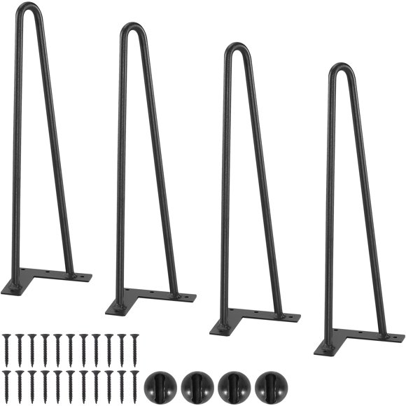 VEVOR 16" Hairpin Furniture Legs, Metal Home DIY Projects for Nightstand, Coffee Table, Desk, 500lbs Load Capacity with Rubber Floor Protectors