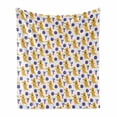 thumbnail image 1 of Crocodile Soft Flannel Fleece Throw Blanket, Repetitive Modern Clock and Vase, Cozy Plush for Indoor and Outdoor Use, 60" x 80", Violet Mustard White, by Ambesonne, 1 of 5