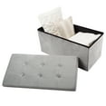thumbnail image 3 of Lavish Home 30-inch Velvet Tufted Storage Ottoman, Footrest, or Linen Chest Gray, 3 of 10