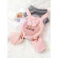 thumbnail image 1 of 1pc Pet Dog Winter Jumpsuit Love/flower Printed Two Pieces Overall With Suspenders, Warmer Cat Outfit, 1 of 4