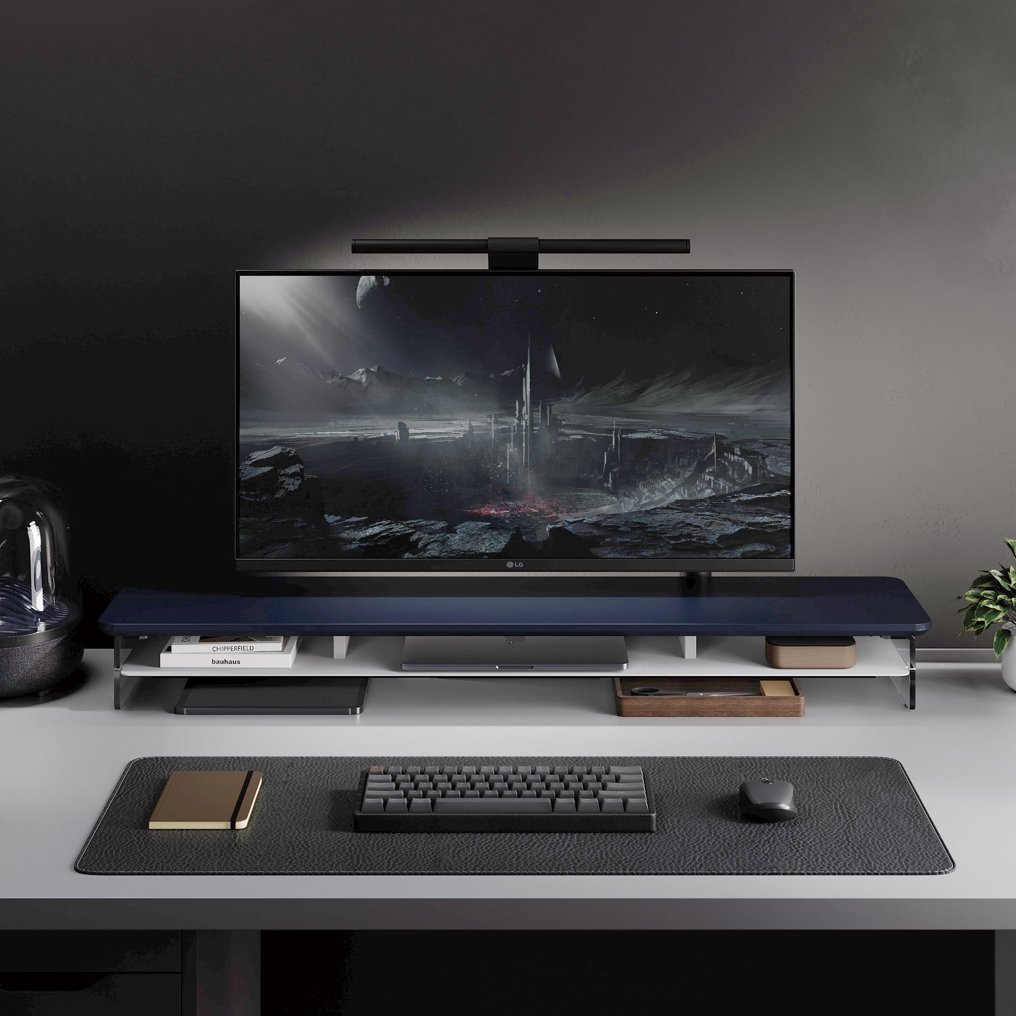 Fenge 42.5 Inches Acrylic Monitor Stand Riser with Metal Storage
