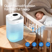 HUMSURE Bedroom Humidifier, 4.5L Cool Mist Floating for Household Plants, Silent Ultrasonic Humidifier, Aromatic Multi-Colour Controllable Light, leak-proof Easy to Clean