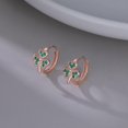 thumbnail image 6 of 925 Sterling Silver Green Love Clover Hoop Earrings for Women Teens Irish Shamrock Huggie Earrings for Summer, 6 of 12