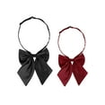 thumbnail image 1 of INSPIRE CHIC Women's Pre-Tied Bowknot Adjustable Neck Strap Cute Bowtie 2 Pcs Black+Wine Red One Size 2, 1 of 6