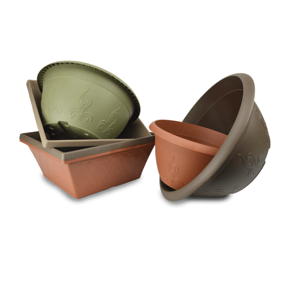 Landmark Plastic Treasure & Garden Weave Plastic Pot Planter Set of 6