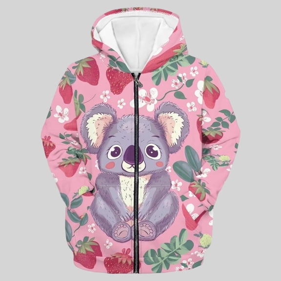 Hpapadks Toddler Hoodie Children Print Zip Hoodie Casual Soft Pullover Boys Sweatshirts Pink 9-10 Years