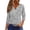 #02Light Gray, variant on Women V Neck 3/4 Sleeve Textured Floral Print Top Button Henley Casual Blouse Ladies Vintage Fashion Shirt White L