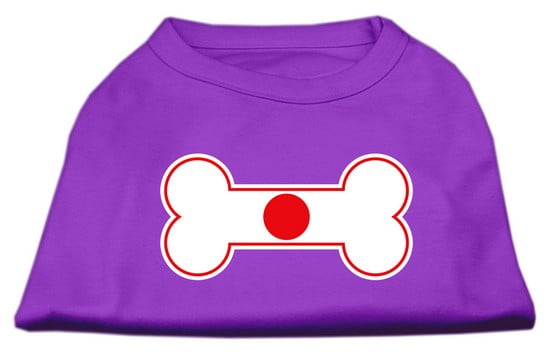 Bone Shaped Japan Flag Screen Print Shirts Purple M (12) by Mirage