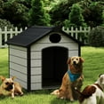 thumbnail image 2 of EHHLY 46" Large Dog House Outdoor Weatherproof, Insulated Igloo Dog House with Elevated Floor, 3XL Big Dog House for 2 Large Dogs Outside, Extra Durable Resin Plastic, 46"Lx40"Wx40"H, Cemented Grey, 2 of 5