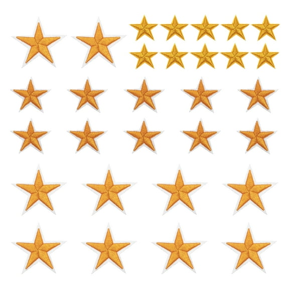 Uxcell Star Iron on Patches Embroidered Sew Patches 2.9/4.1/5.7x2.9/3.9/5.3cm Appliques Garment Embellishments for Clothing Repair Backpack Decoration Orange Pack of 30