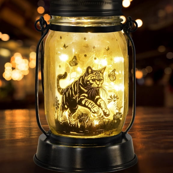 Cat Gifts Cat Solar Lanterns Cat Solar Lights Outdoor Cat Lover Gifts for Women Men Cat Lovers Gifts Hanging Cat Lanterns Yard Lawn Garden Decor