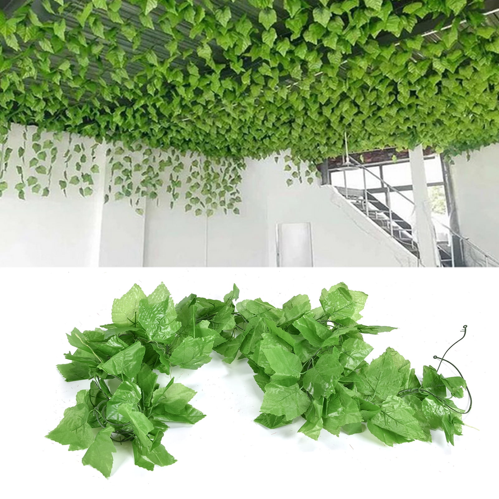 Fake Hanging Plant,Artificial Plants,2pcs Grape Leaf Rattan Green Plant Ceiling Vine Hanging Ornament For Air Conditioning Water Pipe - Walmart.com