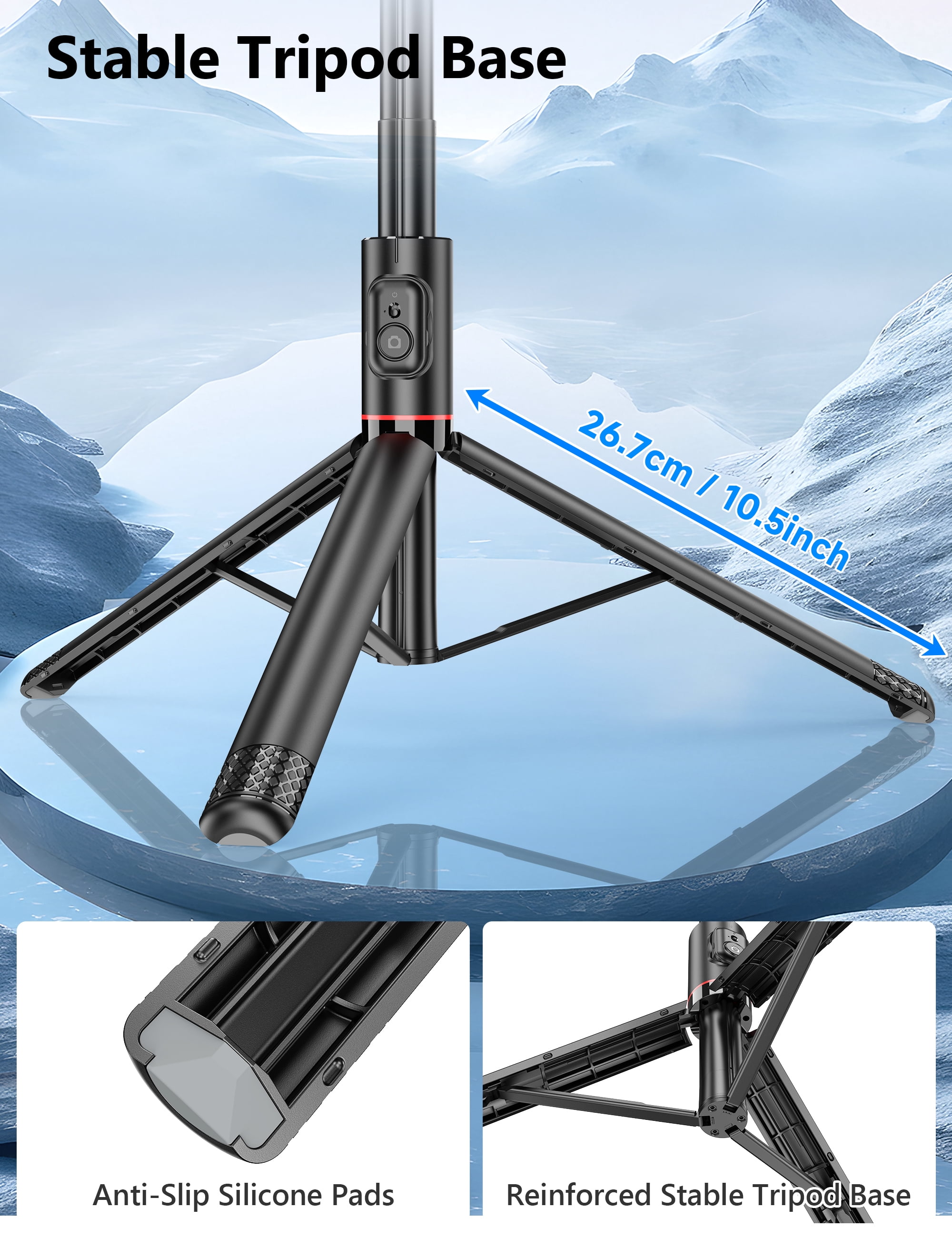 SelfieShow 72" Selfie Stick, 4 in 1 Extendable Phone Tripod Stand with Wireless Remote & Phone Holder 360°Rot Travel Tripod for iphone/Android (Black)