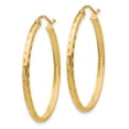 thumbnail image 2 of Real 14kt Yellow Gold Lightweight Diamond-cut Oval Hoop Earrings; for Adults and Teens; for Women and Men, 2 of 4