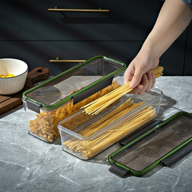 Xihbxyly Recipiente Hermético para Pasta, Diseño de Plástico Transparente, Tapa a Prueba de Humedad, Ideal para Espaguetis, Harina, Cereales, Granos de Café, Organización de La Cocina, Apto para Lava