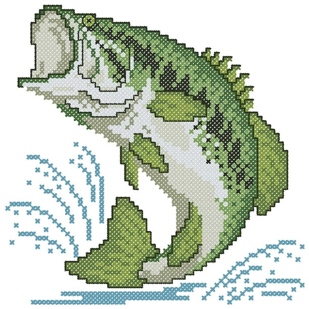 Herrschners Largemouth Bass Quilt Blocks Stamped Cross Stitch Walmart Com Walmart Com