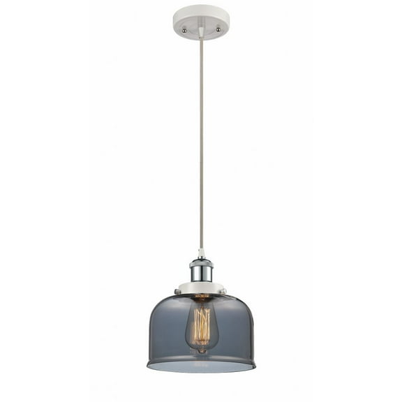 916-1P-WPC-G73-Innovations Lighting-Bell - 1 Light Cord Hung Mini Pendant In Industrial Style-10 Inches Tall and 8 Inches Wide-White/Polished Chrome