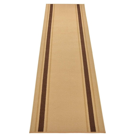 Custom Size Runner Rug Skid Resistant Backing Bordered Rug Runner Solid Border Beige Color Cut to Size Roll Runner Rugs By Feet Customize in USA Facility