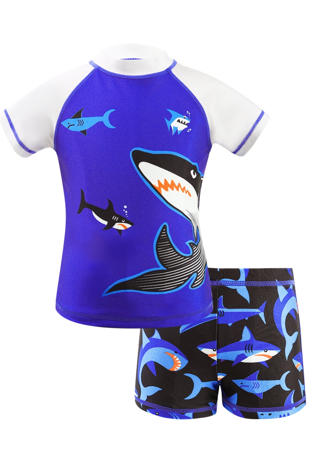Boys Swim Suit Two Piece Set, Cartoon Shark Toddler Kids Beach Costume ...
