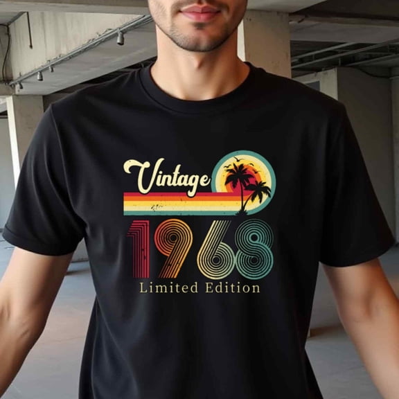 Vintage 1968 Retro T-Shirt - Breathable, Moisture-Wicking Round Neck Tee for Women & Men - Perfect for Summer Outdoor Activities, Casual Style, Regular Fit, Short Sleeve, No Padding, All-Season Wear
