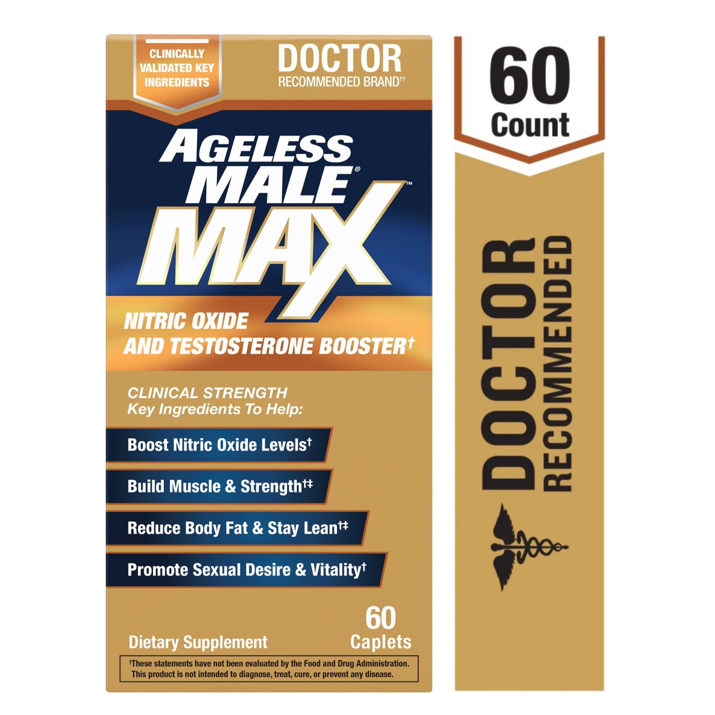 Ageless Male Max Total Testosterone Booster for Men with Ashwagandha, 60 Capsules