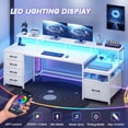 thumbnail image 3 of BAIVAKON  Home Office Desk with File Drawer & Power Outlet, 75'' Large Computer Desk with 5 Drawer, Storage Shelves, Monitor Shelf and Led Lights, 23.6" W Desktop Gaming Desk, 3 of 18