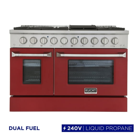 48 in. 6.7 cu. ft. Dual Fuel Range for Propane Gas in Red