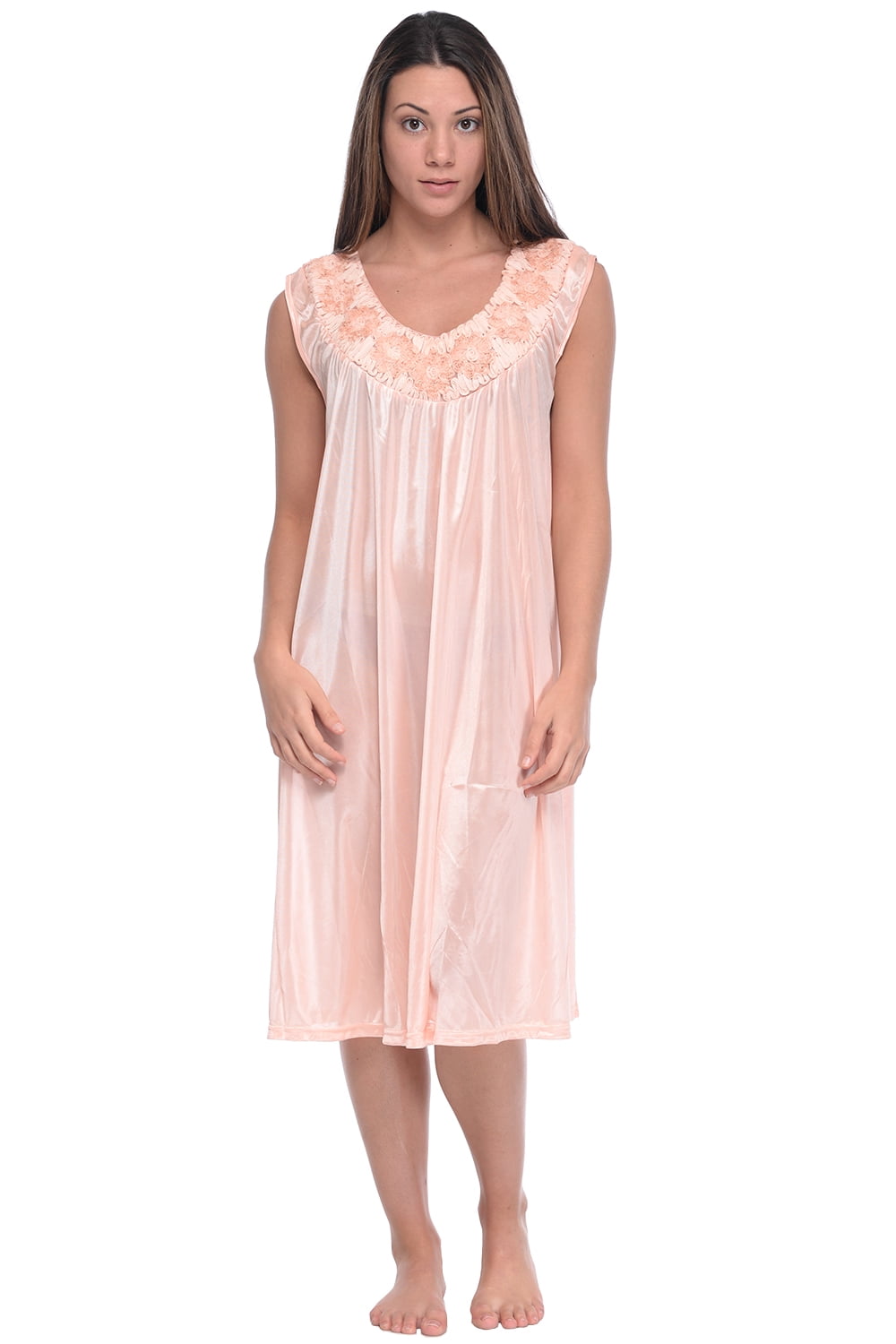 Casual Nights Women's Sleeveless Flower Satin Nightgown - Walmart.com