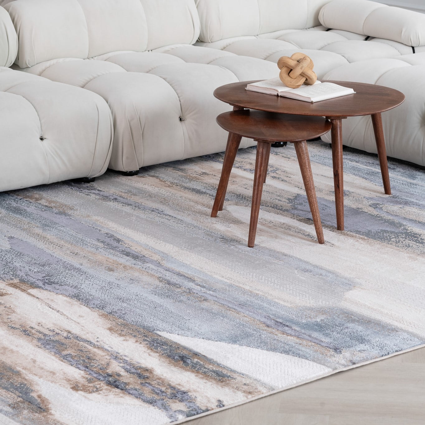 RUG BRANCH Tappeto Atlas Mirage Astratto 150x200 Cm - Blu E Beige Per Soggiorno E Camera Da Letto