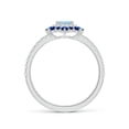 thumbnail image 2 of ANGARA Natural Square Aquamarine Two Tone Ring with Ornate Double Halo in 14K White Gold for Women (Size-4mm) | March Birthstone, Anniversary, Jewelry Gift for Women | Natural Aquamarine Ring, 2 of 9