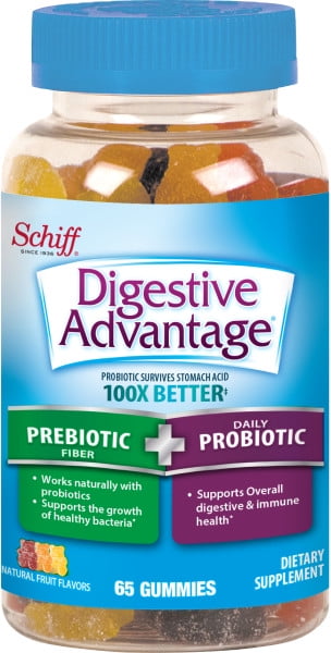 Digestive Advantage Prebiotic Fiber Plus Daily Probiotic Gummies, Natural Fruit Flavors - 65 Gummies