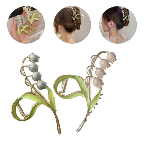 Luxshiny 2Pcs Flower Shaped Hair Claw Alloy Light Blue Clip Decorate Hairstyles