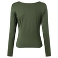 thumbnail image 5 of vigerkar Womens Long Sleeve Twist Front V Neck T Shirts Slim Fit Trendy Shirt Tee (Dark Green, XS), 5 of 8