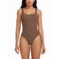 thumbnail image 3 of YDLCAFD Women's Bodysuits Sexy Ribbed Sleeveless Square Neck Sleeveless Tank Tops Bodysuits M, 3 of 4