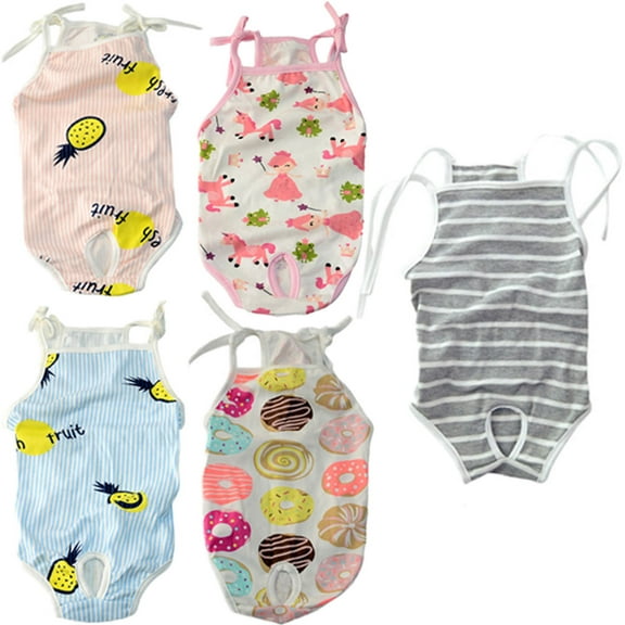 Meidiya Soft Breathable Pet Diaper Cute Printed Dog Sanitary Pantie with Suspender for Small Girl Dogs