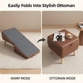 thumbnail image 5 of 2-in-1 Dog Stairs and Ramp for Small Dogs & Cats, Foldable Wooden Pet Steps for Couch Bed, Non-Slip Gray Mat, Brown Ottoman Design, 5 of 8