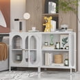 thumbnail image 5 of Small 2 Transparent Door Metal Storage Side Buffet Cabinet for Bed Room,Living Room,Entryway,Hallway,Home,Hotel,Office,Garage,Kitchen,1 Removable Shelf. (Transparent Door, White), 5 of 17