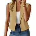 thumbnail image 2 of UAMVSH Women's Cropped One Button Blazer Vests Lightweight Sleeveless Jackets Tank Tops Casual Office Work Waistcoat with Pockets(X-Large,Beige), 2 of 7