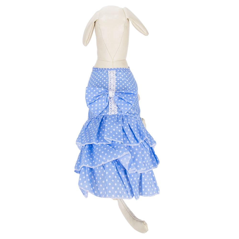 CUECUEPET Blue with White Polka Dots Casual Everyday Dress for Female / Girl Dogs and Puppies [Multiple Sizes Available]