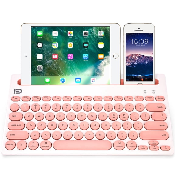 Dual Channel Multi-Device Universal Wireless Bluetooth Keyboard, Cute & Portable Slim Design with 20m Connection Range, Compatible with Tablet, Smartphone, PC, Windows, Android, iOS, Mac