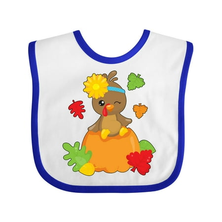 

Inktastic Cute Turkey on Pumpkin for Thanksgiving Gift Baby Boy or Baby Girl Bib
