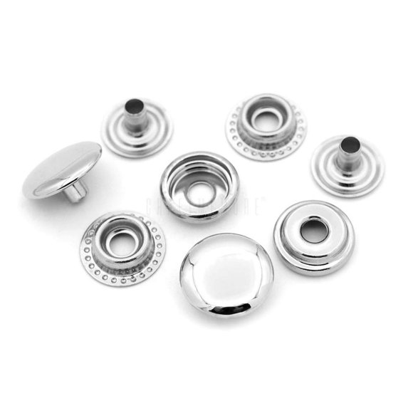 CRAFTMEMORE 50 Sets Silver Snap Fasteners Ring-Socket Press Studs for Jacket Bag Canvas Closures #201 VT47 (15mm (0.59""))