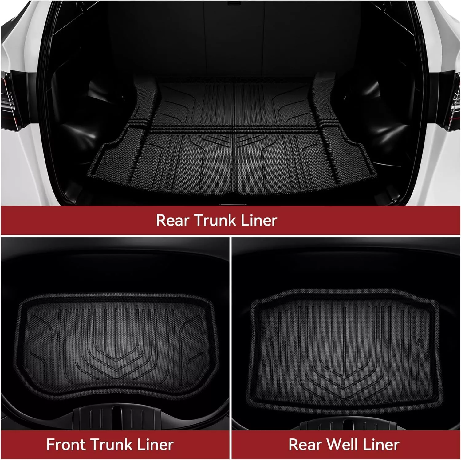 RVNI Floor Mats compatible with 2020 2021 2022 2023 Tesla Model 3 Anti-Slip Front + Rear + Cargo Liner
