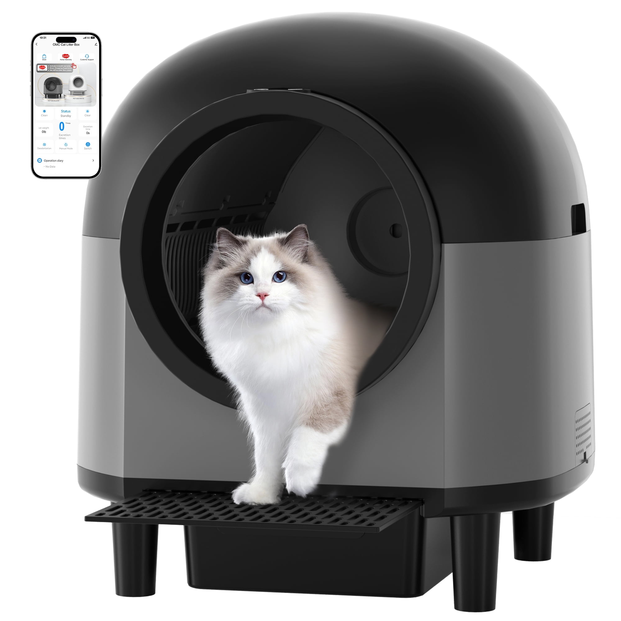 Amicura Cura 2 Automatic Self-Cleaning Cat Litter Box, 65+12L