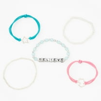 Claire's Girls' Believe Stretch Bracelet Set, Non-Metal for Teens, 5 Pack
