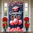 thumbnail image 3 of Pink Theme Graduation Banner Gold Decorative Grad Party Backdrop Pink Balloons Golden Stars Graduation Background for Graduation Party Graduation Ceremony Grad Photo Shoot, 3 of 9