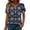 Navy, variant on OIOLOYJM Women Tops Dressy Geometric Print Short Sleeve V Neck Henley Shirts Flowy Pleated Business Tunic Shirts Soft Outfits Light Blue XL
